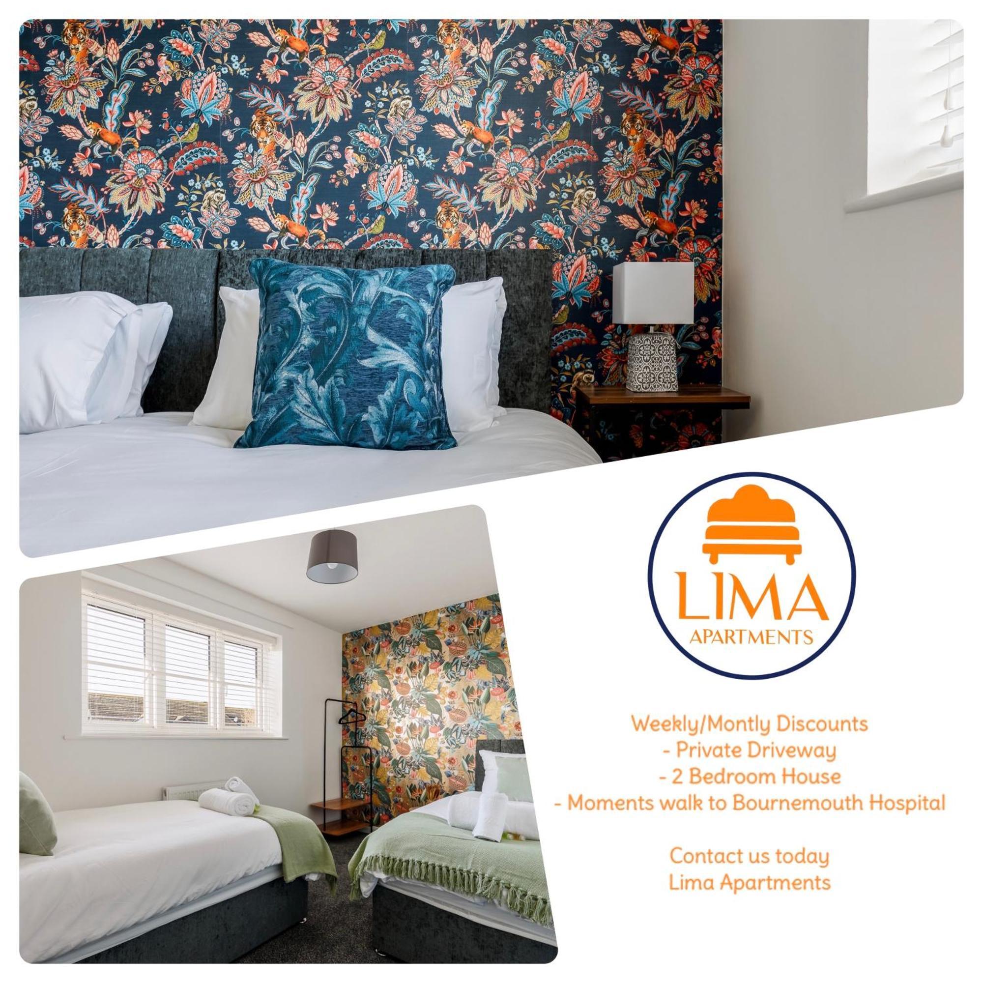 2 Bedroom House-Driveway - Bournemouth Hospital - Long Stay Discounts - Lima Apartments Ltd Exteriér fotografie